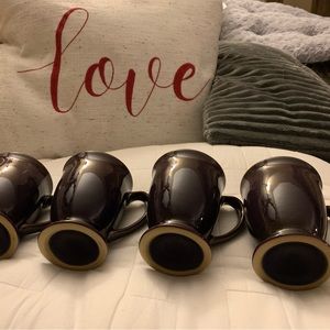 DENBY 4 matching footed mugs plum